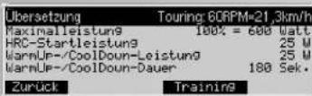 KETTLER Unix EX - Vorgaben > 1. Anzeigen &amp; Funktionen - 1