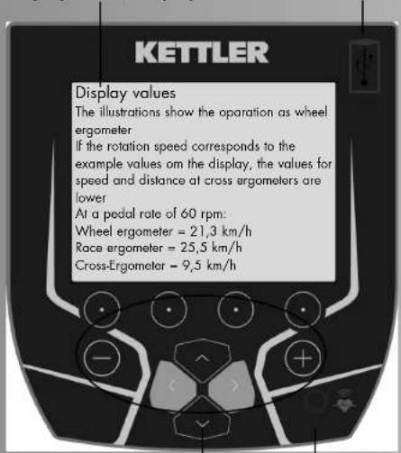 KETTLER Unix EX - Display area / Display USB-A - 1