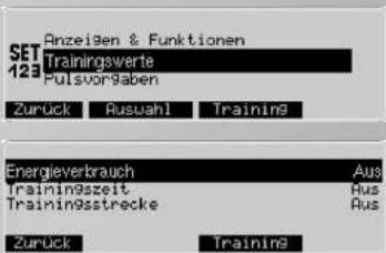 KETTLER Unix EX - Vorgaben > 2.Trainingswerte - 1