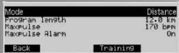 KETTLER Unix EX - Rezim programu Cas nebo Trasa - 1