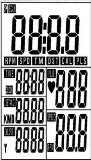 SICIAN 8:8:8.8 RPM SPD TM DST CAL PLS TIME 88:00 PULSE 8.00 BLUOON ♥ 8.00 FUSTAWG 88:00 OFFEE 8.00 KMD 88:00 CALLIFREE 88:00 Y 88:00 RSTAM 88:00