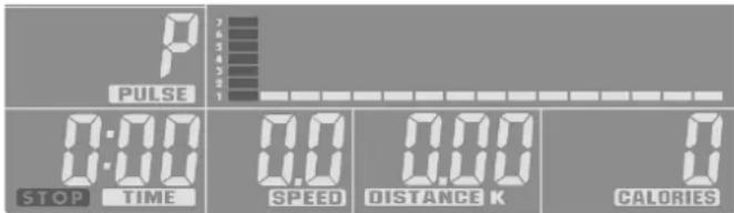 PULSE 0:00 STOP TIME 0.0 SPEED 0.00 DISTANCE K CALORIES