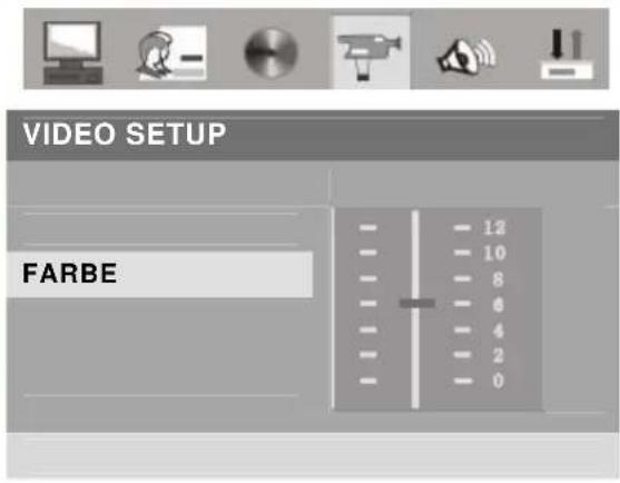VIDEO SETUP FARBE - - 12 - - 10 - - 8 - - 6 - - 4 - - 2 - - 0