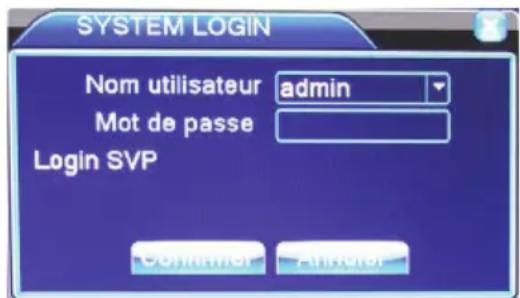 SYSTEM LOGIN Nom utilisateur admin Mot de passe Login SVP Command Anchor
