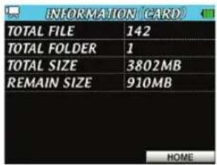 TASCAM DRV1HD - Écran INFORMATION (CARD) - 1