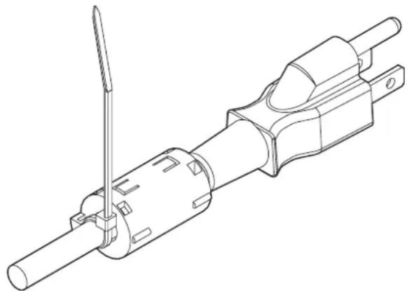 TASCAM RCHS20PD - Fixation du noyau de ferrite au câble d'alimentation du HS-8 - 1