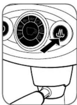 Diagram of a car air conditioner control panel with labeled buttons and dial indicators