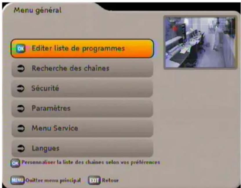 KATHREIN UFS 733 - MENU GÉNÉRAL - 1