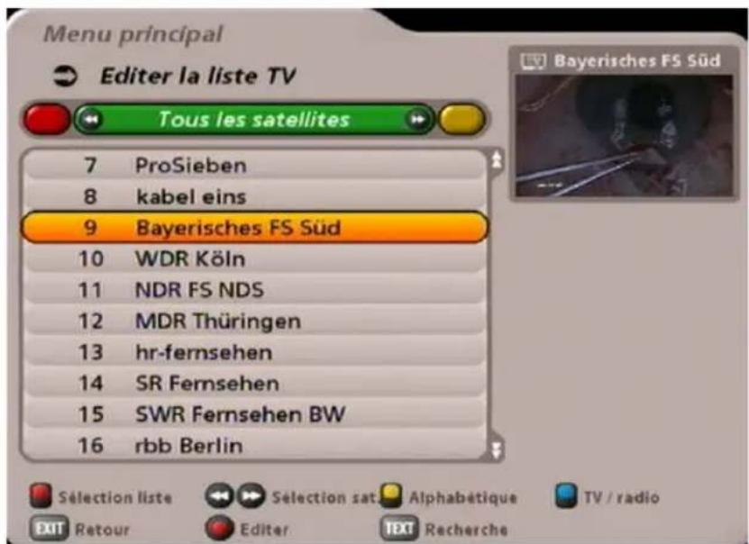 KATHREIN UFS 705 - EDITER LA LISTE TV - 1