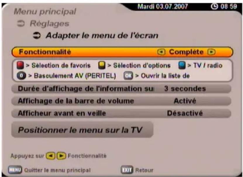 KATHREIN UFS 705 - ADAPTER LE MENU DE L'ECRAN - 1