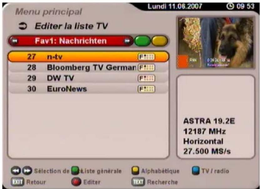 KATHREIN UFS 705 - EDITER DES LISTES DE FAVORIS - 1