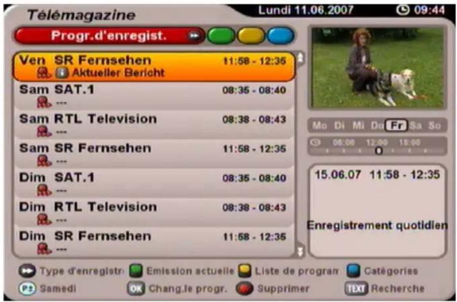 KATHREIN UFS 705 - VUE PROGRAMME D'ENREGISTREMENT - 1