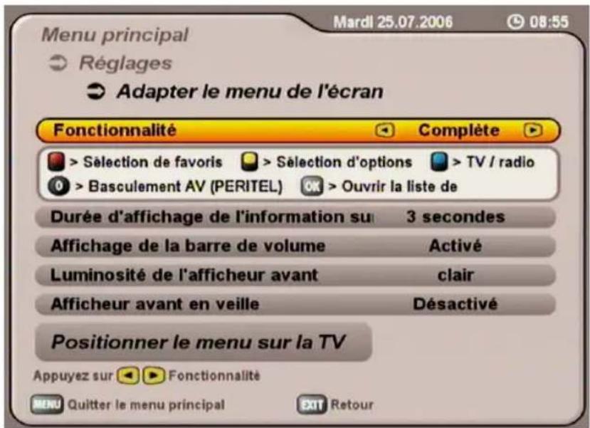 KATHREIN UFS 712 - ADAPTER LE MENU DE L'ECRAN - 1