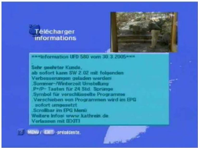 KATHREIN UFD 580 - Mise à jour du logiciel et des listes de programmes - 1