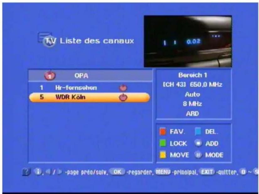 KATHREIN UFD 574 - Listedes canaux - 2