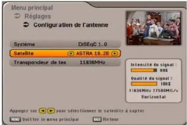 KATHREIN UFS 641si - AFFICHAGE DE L'INTENSITÉ DU SIGNAL ET SORTIE DE LA TONALITÉ DE RECHERCHE VIA LE TÉLÉVISEUR - 1