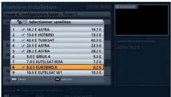 KATHREIN UFS 924 - Selectionner satellites -tuner 1 - 2