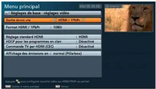 KATHREIN UFS 913 - Si l'image TV sort par la sortie péritel TV : - 1
