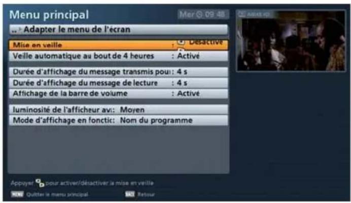 KATHREIN UFS 913 - Adapter le menu de l'écran - 1