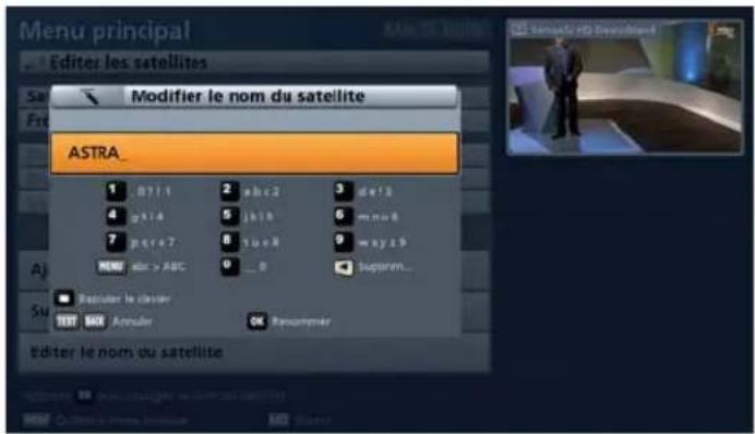 KATHREIN UFS 913 - Editer le nom du satellite - 2