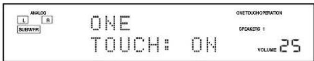 ANALOG L R SUBWFR ONE TOUCH: ON ONE TOUCH OPERATION SPEAKERS 1 VOLUME 25