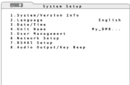 Monacor DMR616 - Changing the menu language - 2