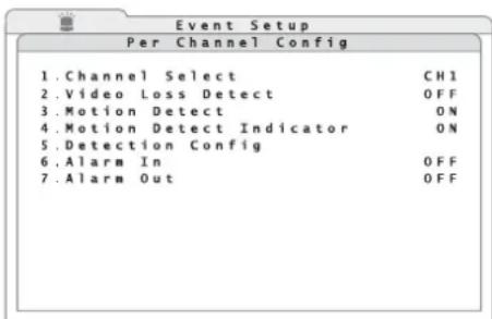 Monacor DMR616 - Submenu "Event Setup" - 1