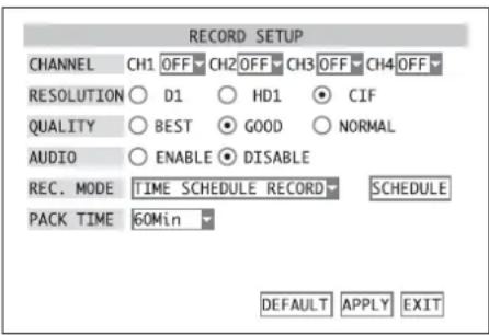 Monacor DMR188 - Impostazioni generali per la registrazione Prima della prima registrazione si deve stabilire quali canali sono previsti per la registrazione, con quale risoluzione e qualita si considera registrar, se è richiestoanche un segnale audio e come deve essere la dimensione massima dei file video. - 1