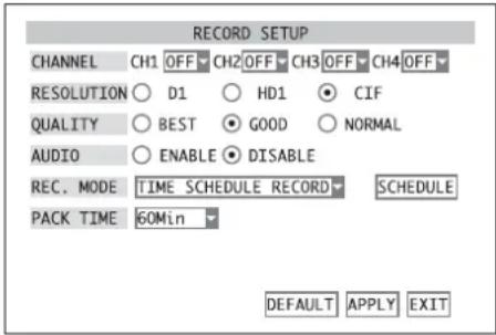 Monacor DMR184 - Generelle Aufnahmeeinstellungen - 1