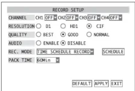 Monacor DMR184 - General settings for recording - 1