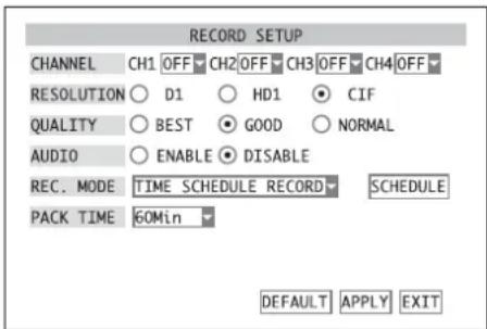 Monacor DMR184 - Reglages d'enregistrement généraux - 1
