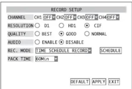 Monacor DMR180 SET - General settings for recording - 1