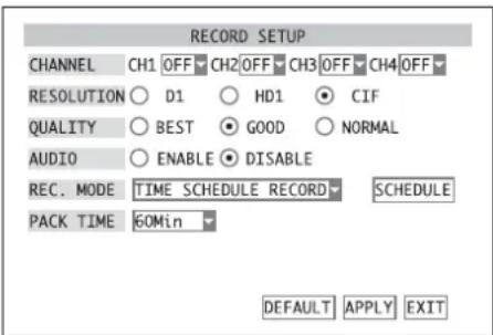 Monacor DMR180 SET - Réglages d'enregistrement généraux - 1