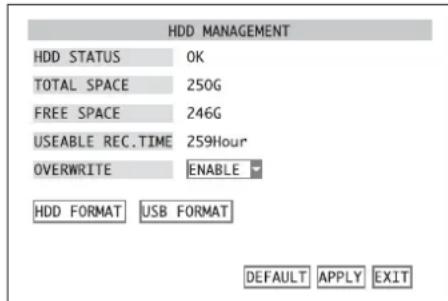 Monacor DMR180 SET - Configuring/deleting the hard disk - 2