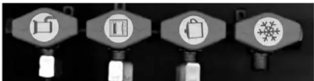 Fendt Diamant - Les pictogrammes situés sur les robinets d'arrêt de gaz ont les significations suivantes : - 1