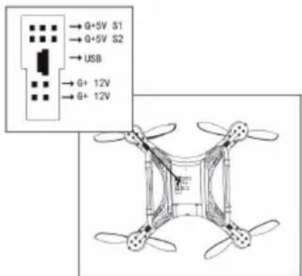 XciteRC Rocket 400 GPS - Anschlüsse auf der Unterseite - 1