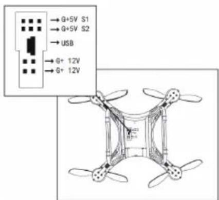 XciteRC Rocket 400 FPV GPS RTF Quadrocopter Mode 1 - Bottom connectors - 1