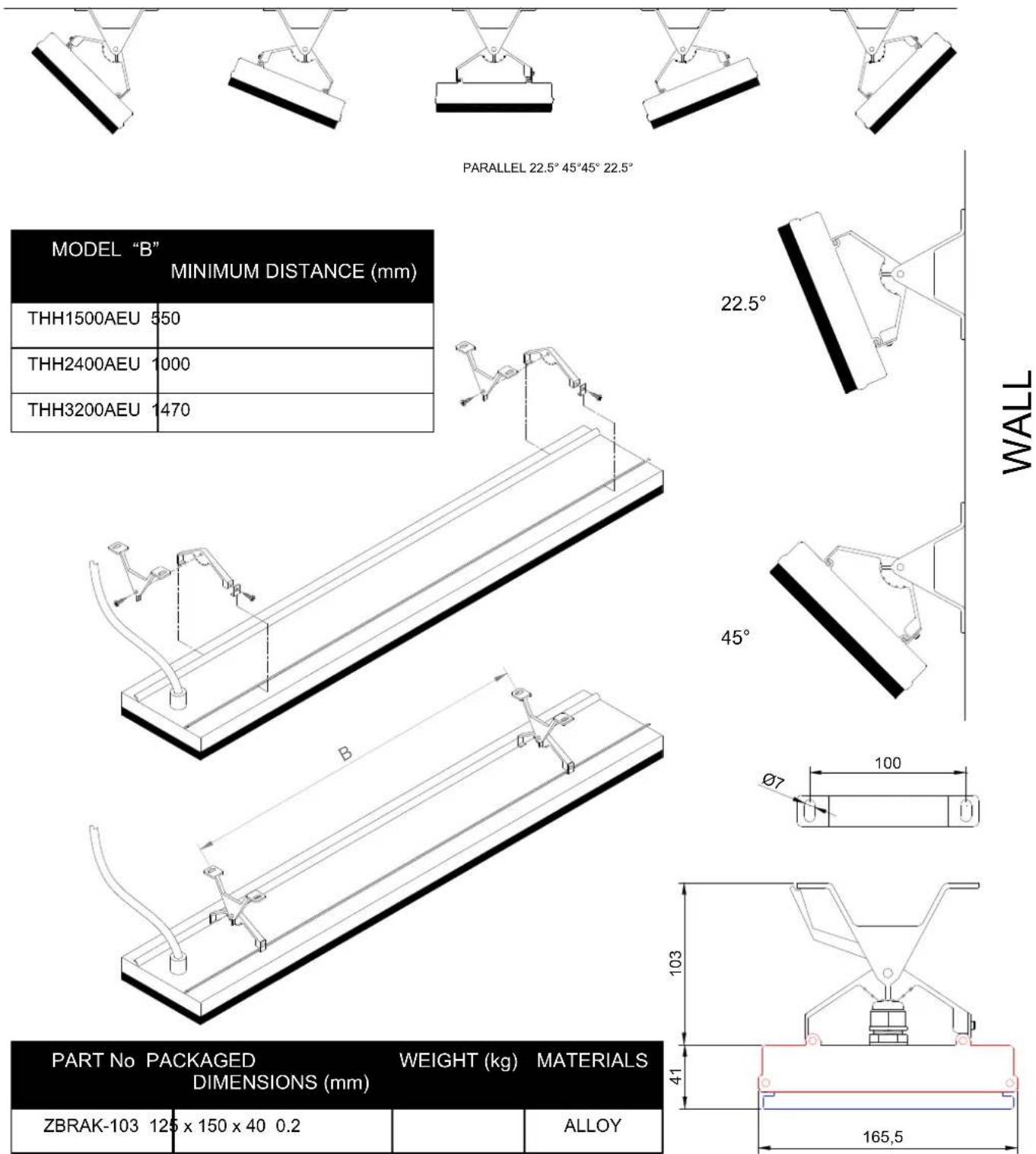 GRANDHALL Heatstrip - Standaard montagebeugels - 1