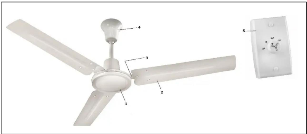 Eurom Ceiling Fan 48 - Teilezeichnung - 1