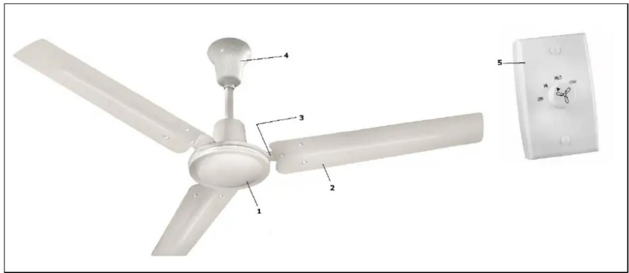 Eurom Ceiling Fan 48 - Scheme des composants - 1