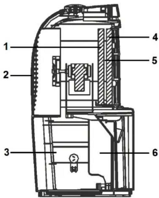 Technical diagram of a device with numbered components, likely an electrical or mechanical assembly.