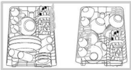 HOTPOINT LST 216 AHA - Loading examples for the upper rack - 1