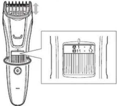 PANASONIC ERGB70 - Ruotare il quadrante e regolare il segno di indicazione altezza di taglio all'altezza desiderata. - 1