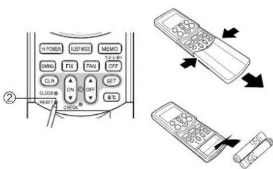 TOSHIBA RAS16SKVPND - Loading the remote controller batteries - 1