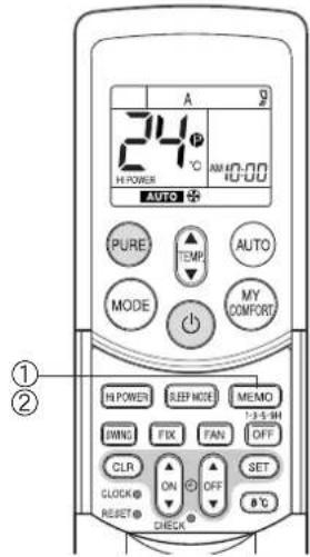 TOSHIBA RAS10SKVPND - ② MEMO-knapp - 1