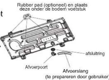 Rubber pad (optioneel) en plaats deze onder de bodem voetstuk afsluitring Afvoerpoort Afvoerslang (te prepareren door gebruiker)