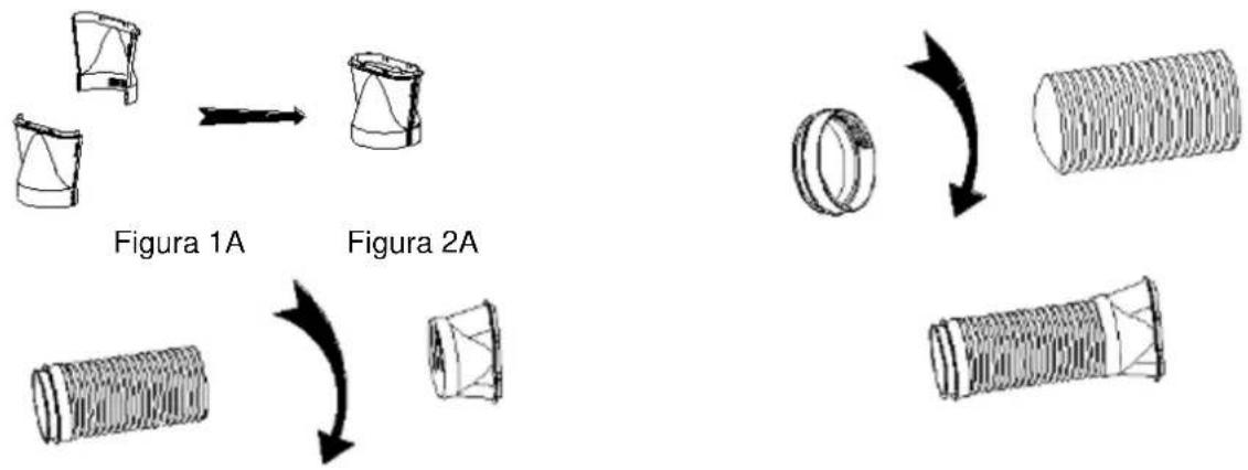 SUNTEC Summit 27+ - Ensamblaje del reductor del tubo flexible de aire extraído (figura 1A) y enroscado de este reductor al tubo flexible de aire extraído (figura 1) - 1