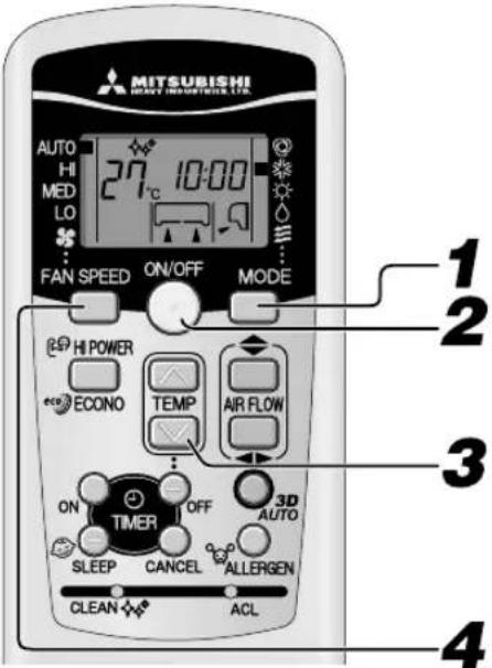 MITSUBISHI SRK25ZJXS - Funzionamento della modalità FREDDO/CALDO/SECCO/VENTOLA - 1