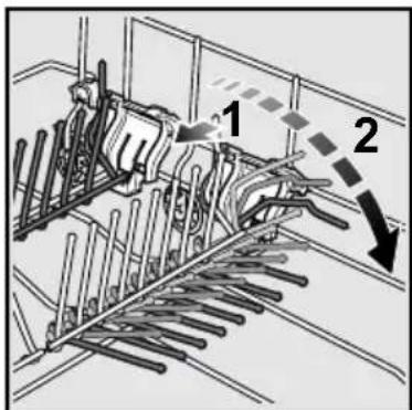 Technical diagram showing mechanical assembly with labeled components and directional arrows