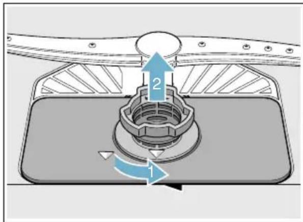 BOSCH SHP65T56UC - Pour vérifier ou nettoyer le système de filtration : - 1